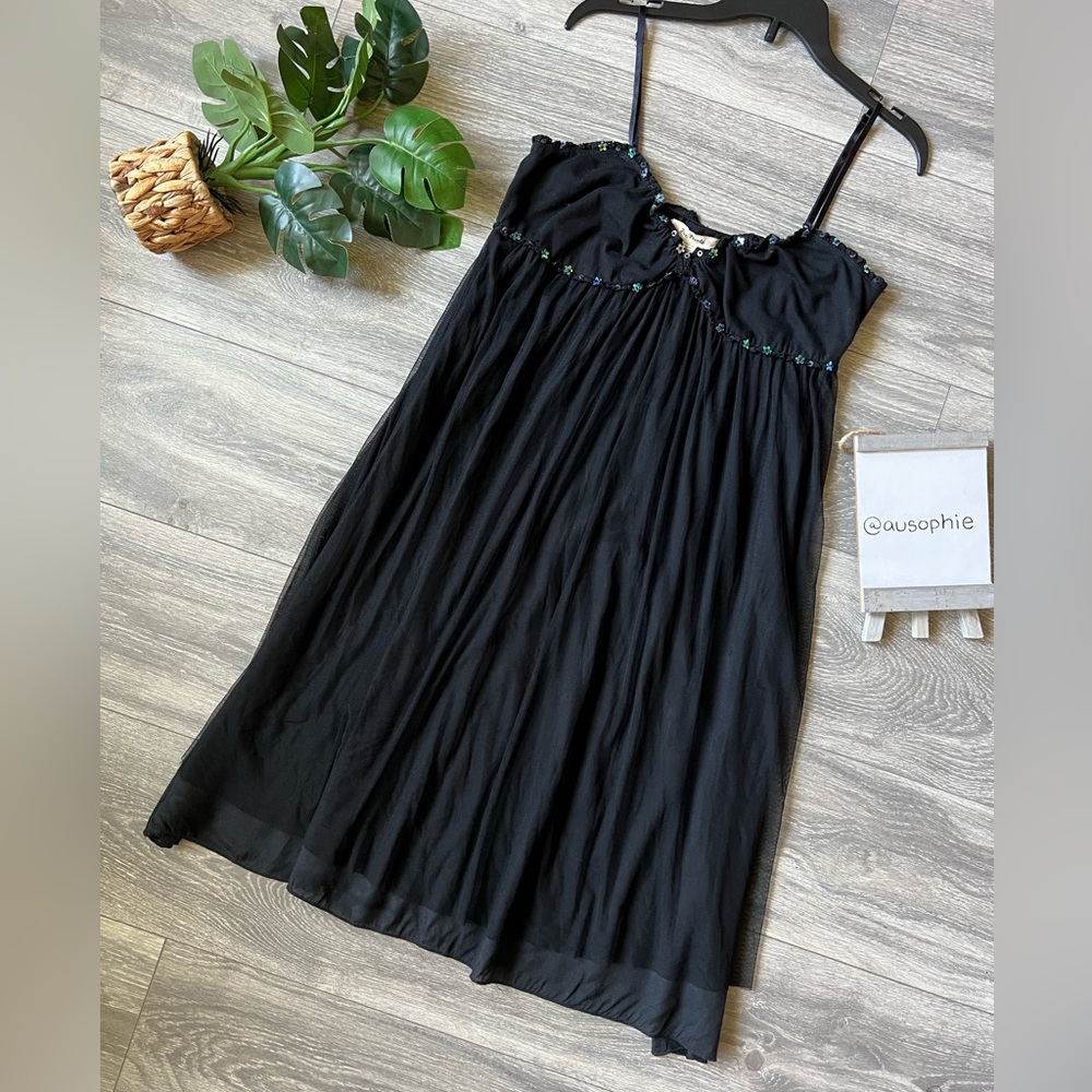 Vintage free people tulle sequin babydoll dress *deadstock* size small